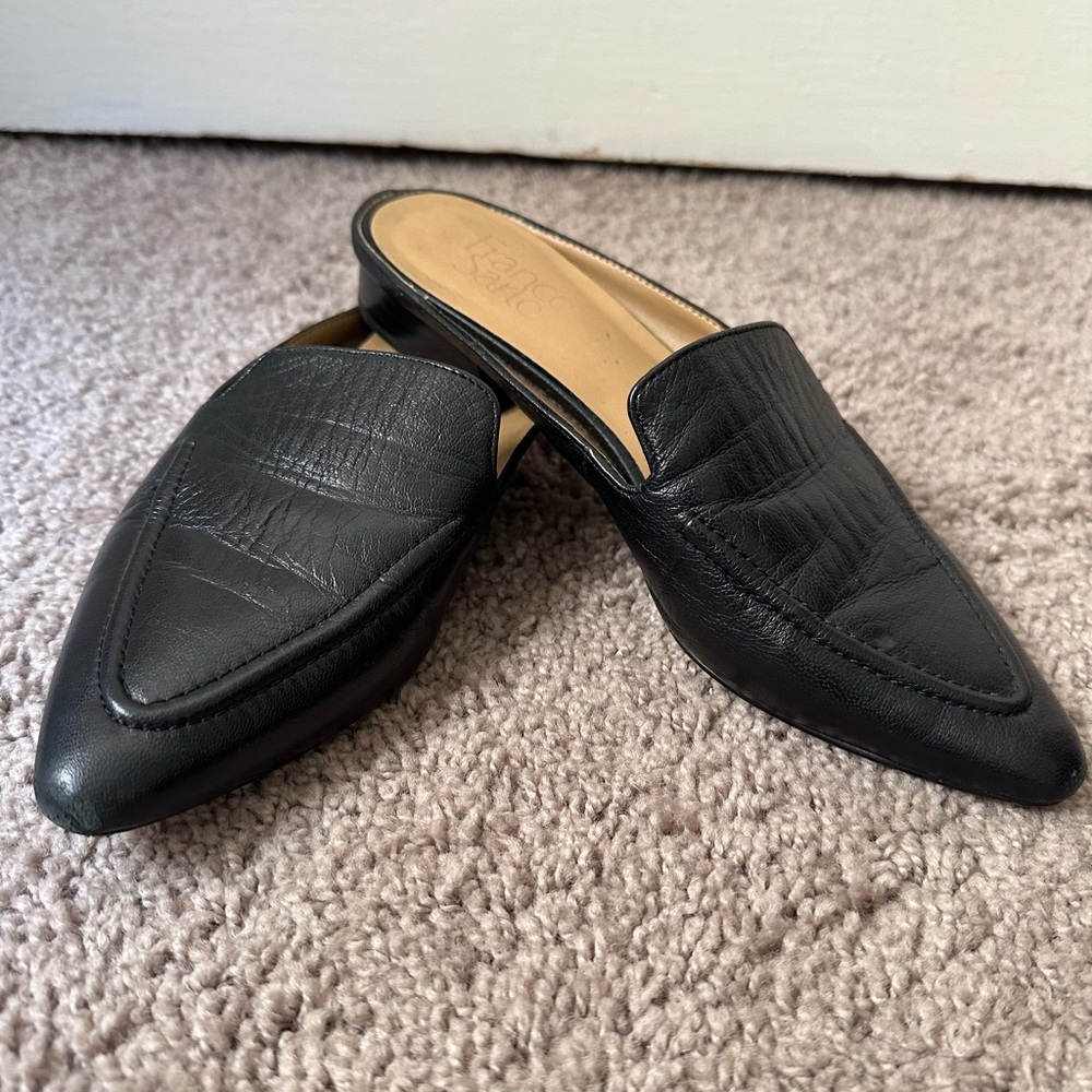 Franco Sarto Black Leather Slip-On Loafers
